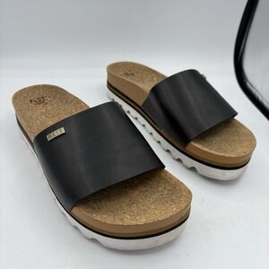 Reef Shoes Sandals Womens Size‎ 10 Cushion Scout Hi Platform Cork Black Slide